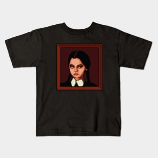 Wednesday Addams Portrait Pixel Art Kids T-Shirt